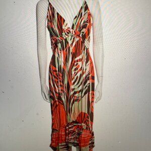 Ramy Brook Silk Palm Leaf Print Dress, Sz 8, $495